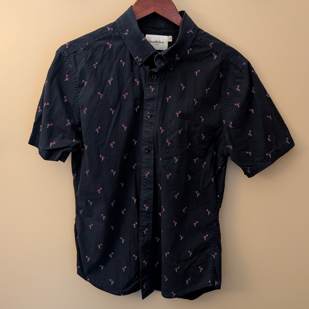 Flamingo Short Sleeve Button Down